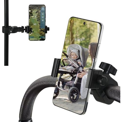 ONEDONE Stroller Phone Holder Universal Phone Holder for Stroller Golf Cart Bike Shopping Carts Scooter Cellphone Mount Horizontal & Vertical Uses Cellphone Clamp Clip