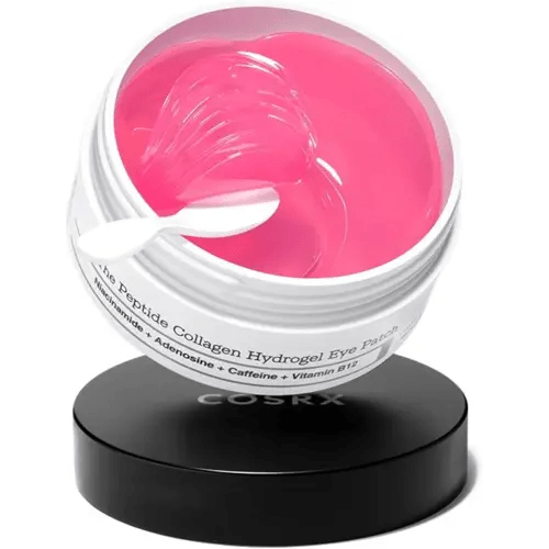 COSRX Pink Peptides Collagen Hydrogel Eye Patch for Puffy Eyes and Dark Circles, Under Eye Mask, 60 Under Eye Patches, Korean Skin Care