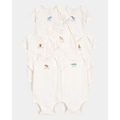 Baby 7-Pack Days Of The Week Short-Sleeve Cotton Bodysuits - Ivory | Carter's