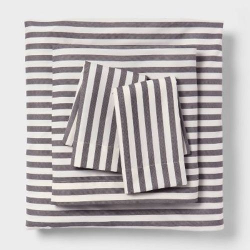 Full Microfiber Sheet Set Gray Stripe - Room Essentials™
