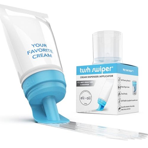 SweetPea Haven Eli & Ali Tush Swiper - Diaper Rash Cream & Butt Paste Applicator - Universal Fit for Most Diaper Creams | Mess-Free & Hygienic Alternative to Cream Spatula - Carry Less Baby Gear - Blue, 1 Pack - Eli & Ali Tush Swiper - Diaper Rash Cream &