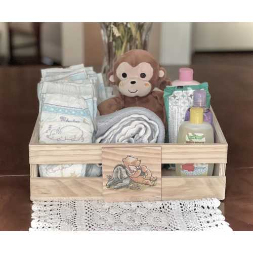 15" Winnie the Pooh Nursery Storage Crate, Baby Shower Gift Basket, Changing Table Organizer, Photo Prop