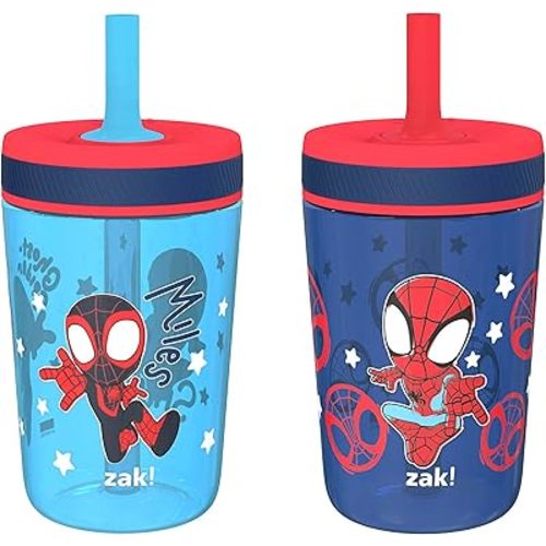 Zak Designs Marvel Spider-Man Kelso Toddler Cups for Travel or at Home, 15oz 2-Pack Durable Plastic Sippy Cups with Leak-Proof Design is Perfect for Kids (Spidey and His Amazing Friends)