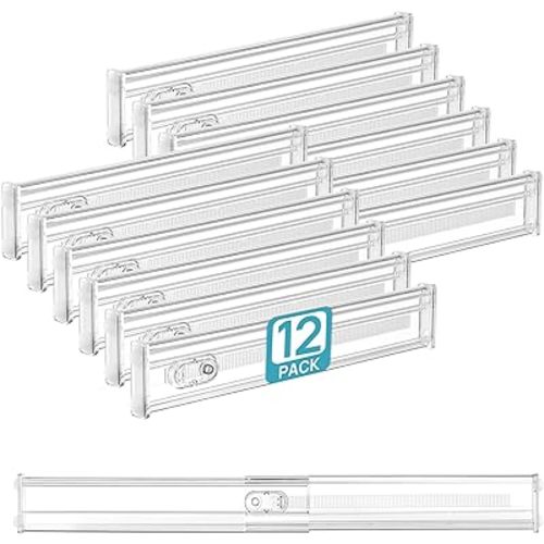 Vtopmart 2.36" Short Upgrade Drawer Dividers 12.8"-22.3" Expandable 12 Pack