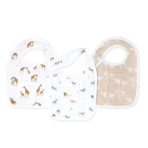 Safari Dreams Organic Cotton Muslin Snap Bibs | aden + anais