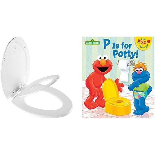 NextStep2 Elongated Potty Training Toilet Seat with Soft Close & P is for Potty! Sesame Street Lift-the-Flap Book