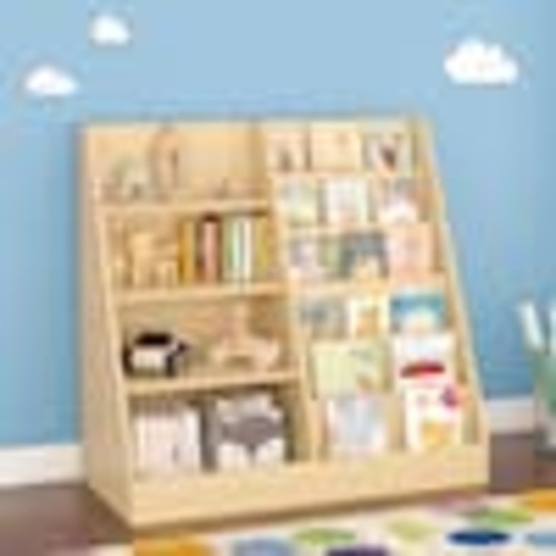 Noble House Polly 33.47 in. H Brown Wood Multifunctional 4-Tier Bookcase with Bookcase Display Stand, Natural 157655