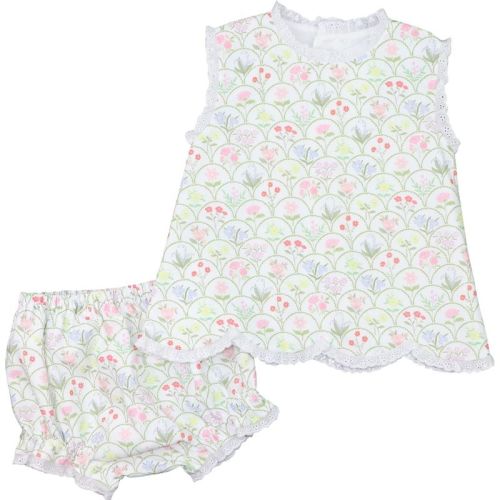 Garden Print Scalloped Diaper Set