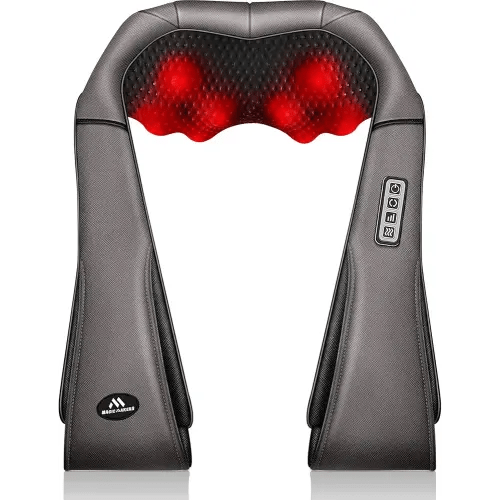 MagicMakers Neck Massager with Heat Gifts for Women, Men, Dad, Mom, Family, Friend, Mothers Day, Fathers Day, Christmas, Shiatsu Kneading Back Neck Massager for Shoulder, Pain Relief, Muscle Soreness