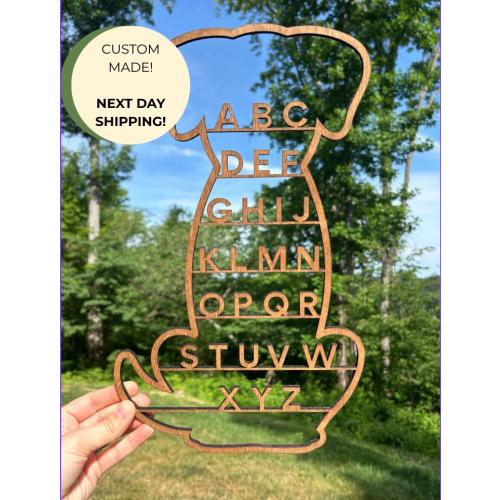 Wooden Alphabet Dog Wall Art | Classroom Decoration | Nursery Decoration | Animal ABC Wall Art | Dog Art | Kids Toys | Homeschool Tools