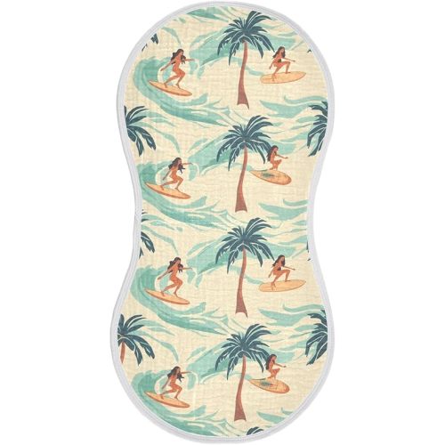 vvfelixl Baby Burp Cloths Beach Waves Surfing Baby Newborn Cotton Burping Cloths Set Babys Washcloths 4 Pack
