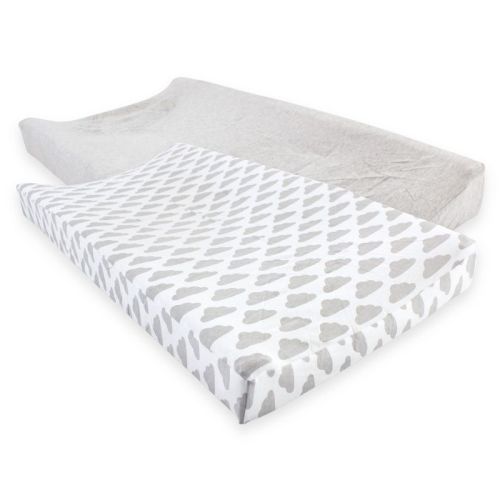 Hudson Baby Infant Cotton Changing Pad Cover, Heather Gray Cloud, One Size