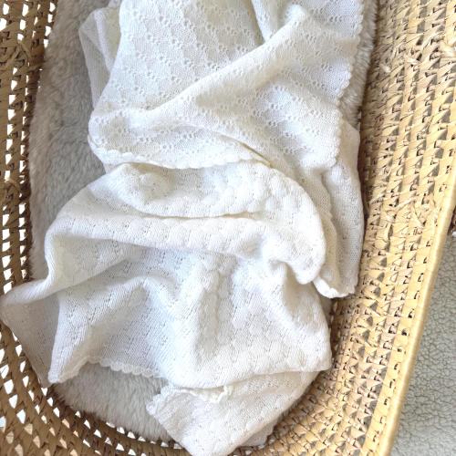 Merino Wool Blanket - Big Berry weave in White