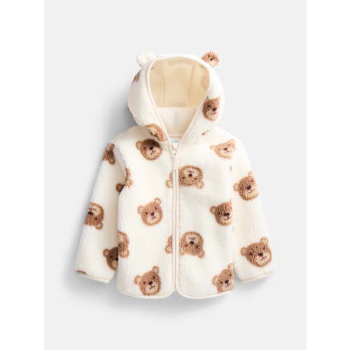 Wonder Nation Baby and Toddler Teddy Fleece Jacket with Hood, Sizes 12M-5T