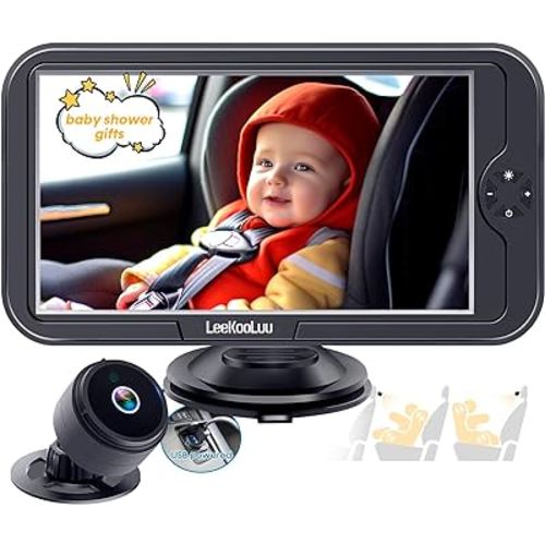 LeeKooLuu Baby Car Camera USB: Gift for Infant Protect Eyes No-Sloshing Easy Install Auto-Open Night Vision 360° Rotation Rear Facing Carseat Camera HD 1080P Car Baby Monitor with Backseat Camera K01
