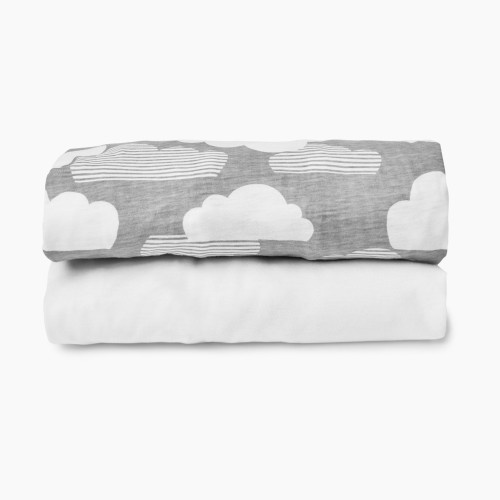 Skip Hop Play-to-Night Travel Crib Sheet Set - White/Grey Clouds