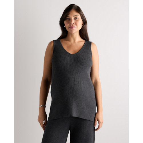 Cotton Cashmere Maternity and Nursing V-Neck Tank - Maternity in Mocha Heather