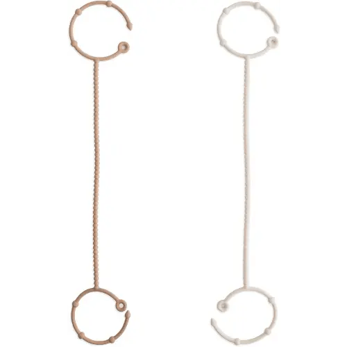 mushie Adjustable Silicone Toy Straps 2-Pack | Baby Accessories Holder for Travel, Stroller, High Chair (Natural/Shifting Sand)