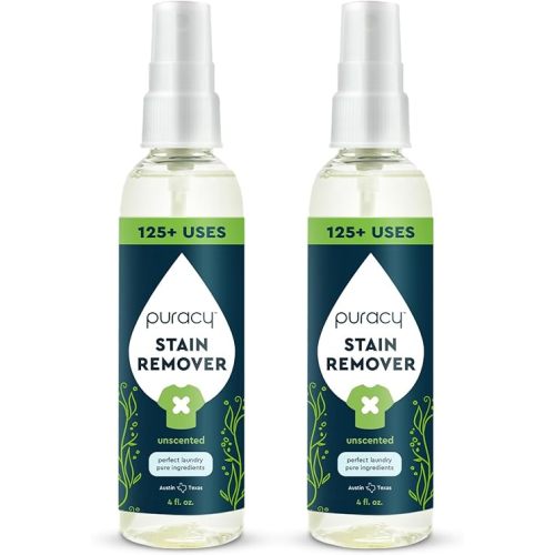 Puracy Stain Remover, Travel and Laundry Stain Cleaner for Clothes, Baby Essentials, Kids Stains, Oil and Fabric Spot Cleaner, (Stain Remover Spray, 4 fl oz, 2 Pack)