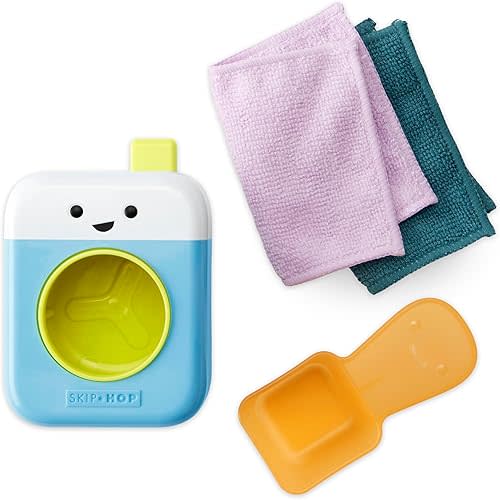 Skip Hop Baby Bath Toy Fresh & Clean Spin Cycle 4-piece Laundry Pretend Play Set and Bathtub Sensory Development Toy Age 12m+