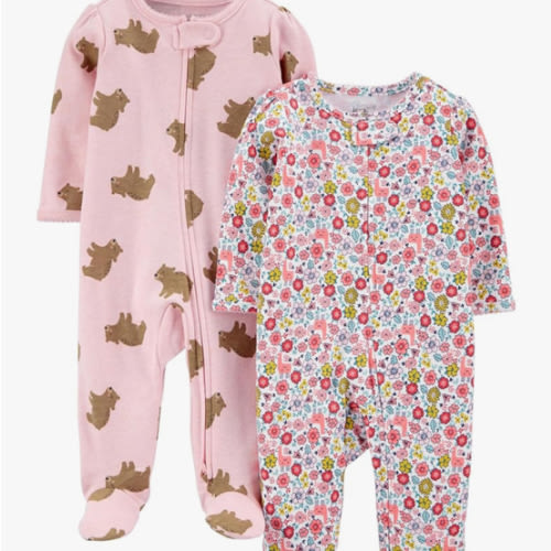 Simple Joys by Carter's Baby Girls' Cotton Footed Sleep and Play, Pack of 2