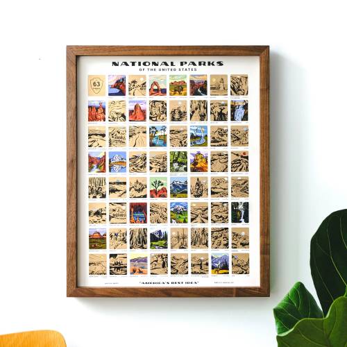National Park Scratch Off Poster, Colorful Bucket List Poster, US National Park Map, Family Adventure Poster, Christmas Holiday Gift, 16x20