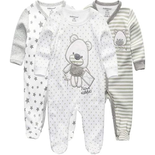 Kiddiezoom Baby and Toddler Boys'Snug Fit Footed One-Piece Romper Jumpsuit Cotton Cotton Footed Outfit