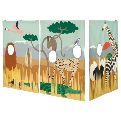 KURA Bed curtain - multicolor/animals on the savannah