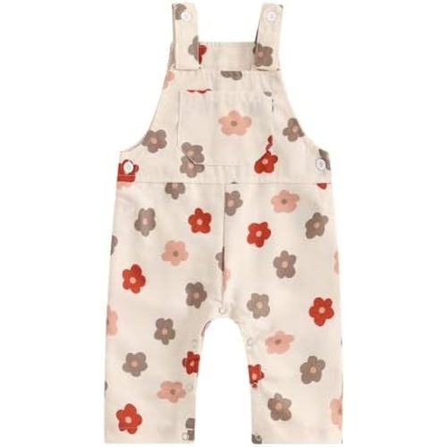 Baby Girl Overalls Romper Floral Print Sleeveless Suspender Jumpsuit Summer Clothing