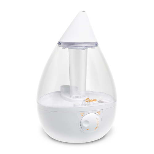 Crane White Drop Ultrasonic Cool Mist Teardrop Humidifier, 1 Gallon, Auto Shut-Off, Baby Humidifier for Nursery and Bedroom