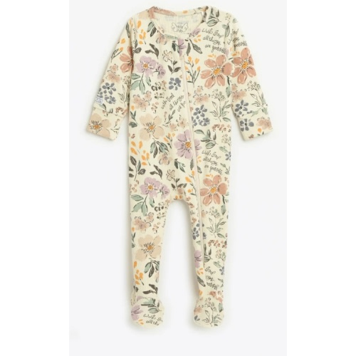 All Things Are Possible Footed Onesie PJ Ribbed Cotton-Bamboo Blend