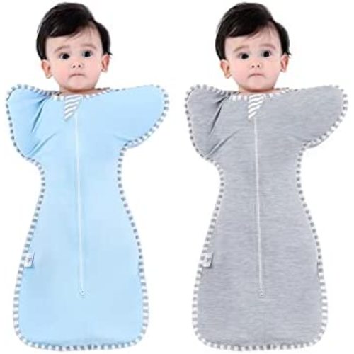 Bycc Bynn 2 Pack Sleeping Blanket Sack with High Sleeve,Transitions to Arms-Free Wearable Sleeping Bag for Baby pacify