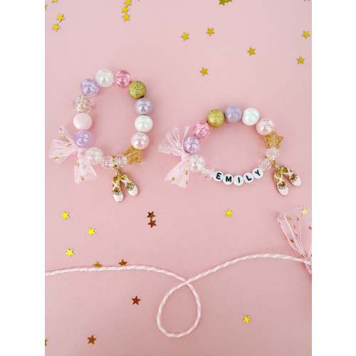 Pink Ballet Recital Ballerina Charm Bracelet- Customizable