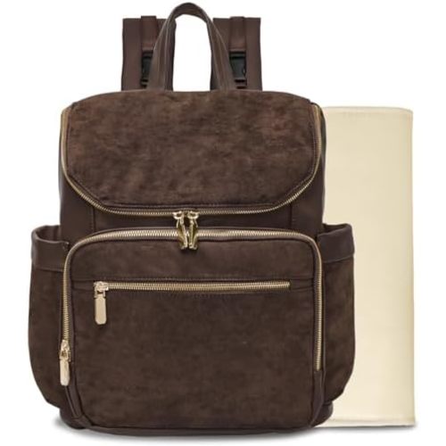 miss fong Diaper Bag Backpack - Large Diaper Bag Backpack Baby Backpack with 14 Pockets, Pañaleras Para Bebe with Waterproof Wet Pocket Luggage Sleeve for Mom Dad-Dark Coffee