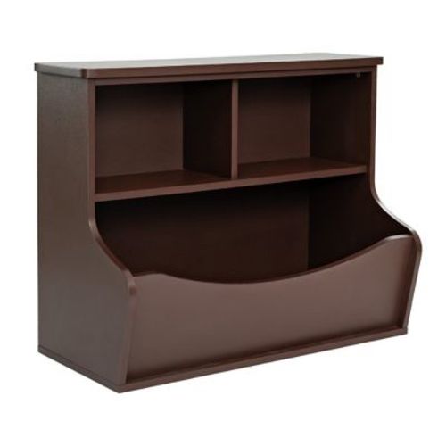 PJ Wood Multi-Functional Bookcase, Store or Display Books of Different Sizes, Wooden Floor Standing Shelf Organizer for Home or Office, Espresso