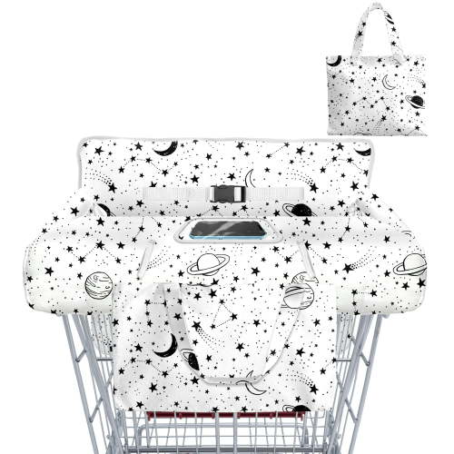 Shopping Cart Cover for Baby Girl Boy 2-in-1 High Chair Water Resistant High Chair Cover w/Phone Pouch Pocket Gender Neutral Cart Cover for Babies Padded Grocery Cart Cover for Baby