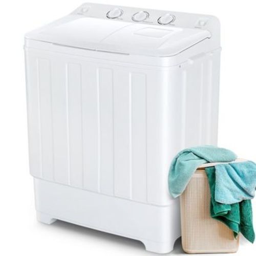 BATHWA 30Lbs Portable Washing Machine, Twin Tub Laundry Compact Washer Spinner Combo with 19Lbs Washer & 11Lbs Spinner dryer for Apts RVs Dorms, White