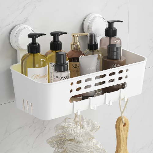Lifewit Shower Caddy Suction Cup, 12.4inch Large Removable Shower Shelves for Inside, NO-Drilling Bathroom Organizers and Storage Rack for Shampoo Strong Vacuum Suction