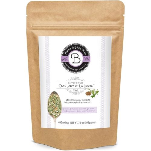 Birds & Bees Teas - Lactation Tea - Our Lady of La Leche Breastfeeding & Lactation drink nourish the supply of Mother's Milk with natural herbs, 40 Servings, 7.0 oz