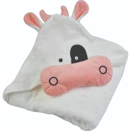 POCASOPA Hooded Towel with Cute Cow Design - Rayon Made from Bamboo Baby - Ultra Soft, Absorbent & Hypoallergenic - Large 35x35” Organic Towel for Newborns, Toddlers & Kids