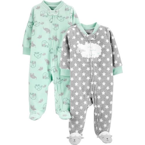 Simple Joys by Carter's unisex-baby 2-pack Neutral Fleece Footed Sleep and Play