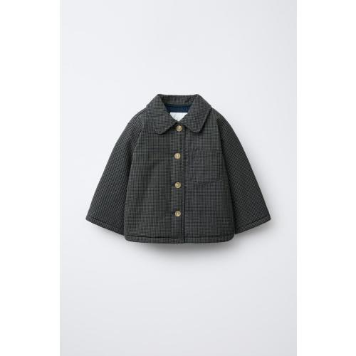 GINGHAM PRINT PUFFER JACKET - Black / Green | ZARA United States