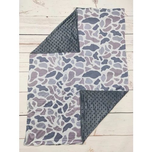 Yawoo Haan Gray camo Minky Baby Blankets