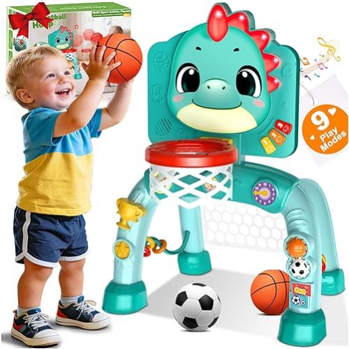 Zerhunt Baby Boy Toys for 1 Year Old: Motor Skills Development Energy Release by Mini Basketball & Soccer with Music & Light for Indoor Outdoor - Idea Christmas Birthday Gift for Boys Girls Age 1-3