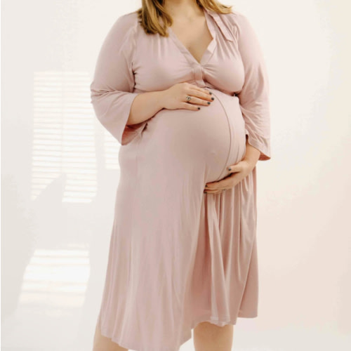 Lila Labor & Postpartum Gown in Dusty Rose