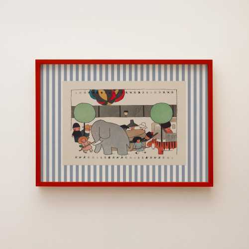 Vintage Circus Drawing Art Print, Retro Nursery Decor