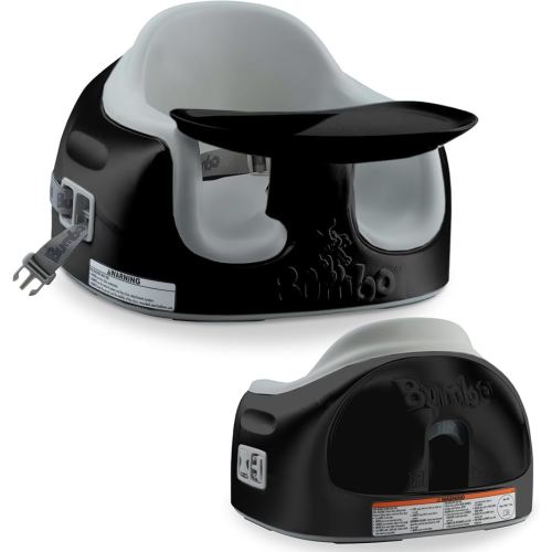 Bumbo 3-in-1 Multi-Seat for 6 to 36 Months, Travel Baby Feeding & Play Floor Seat, All-in-One Portable Booster with Tray & Toddler High Chair, Black/Cool Grey