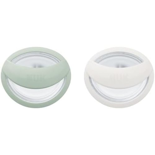 NUK for Nature Simply Natural Pacifier, 0-6 Months, 2-Pack, Green & White