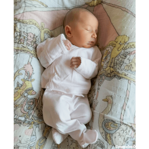 Pink Pointelle Cross Tee and Pant Set