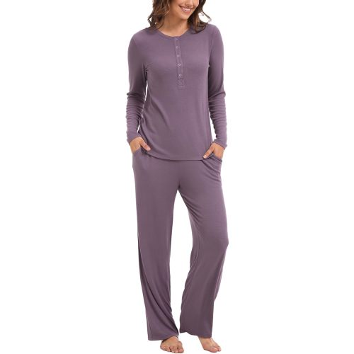 GYS Women's Long Sleeve Pajama Sets Soft Breathable Fabric Nursing-Friendly Buttons Cool-Touch Bamboo Viscose​
